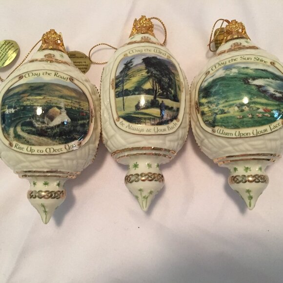 Vintage Set of 3 Bradford Exchange Irish Blessings Heirloom Porcelain Ornaments - Picture 1 of 9